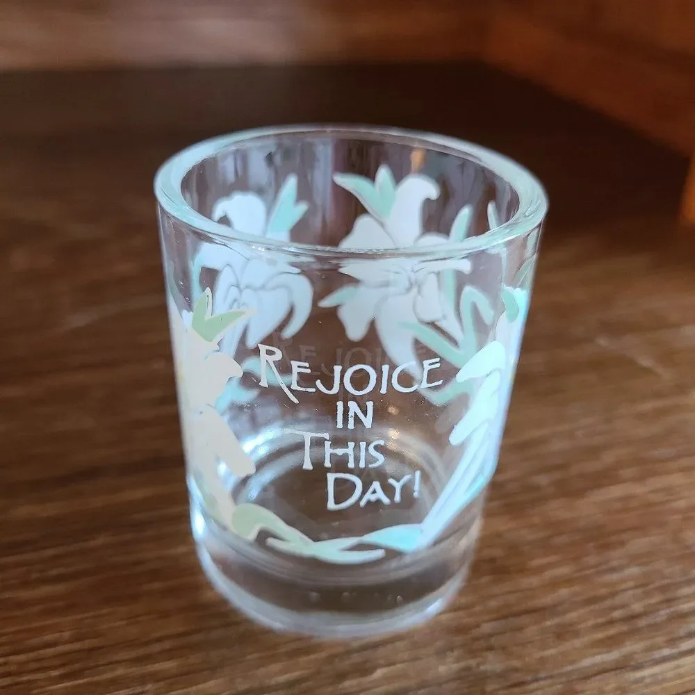 Rejoice In This Day Candle Votive Holder For Easter Christening Confirmation